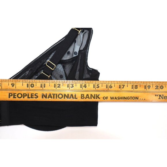 Cacique Black Sheer Polka Dot Full Coverage Bra 40D Adjustable Straps Underwire - Picture 5 of 6